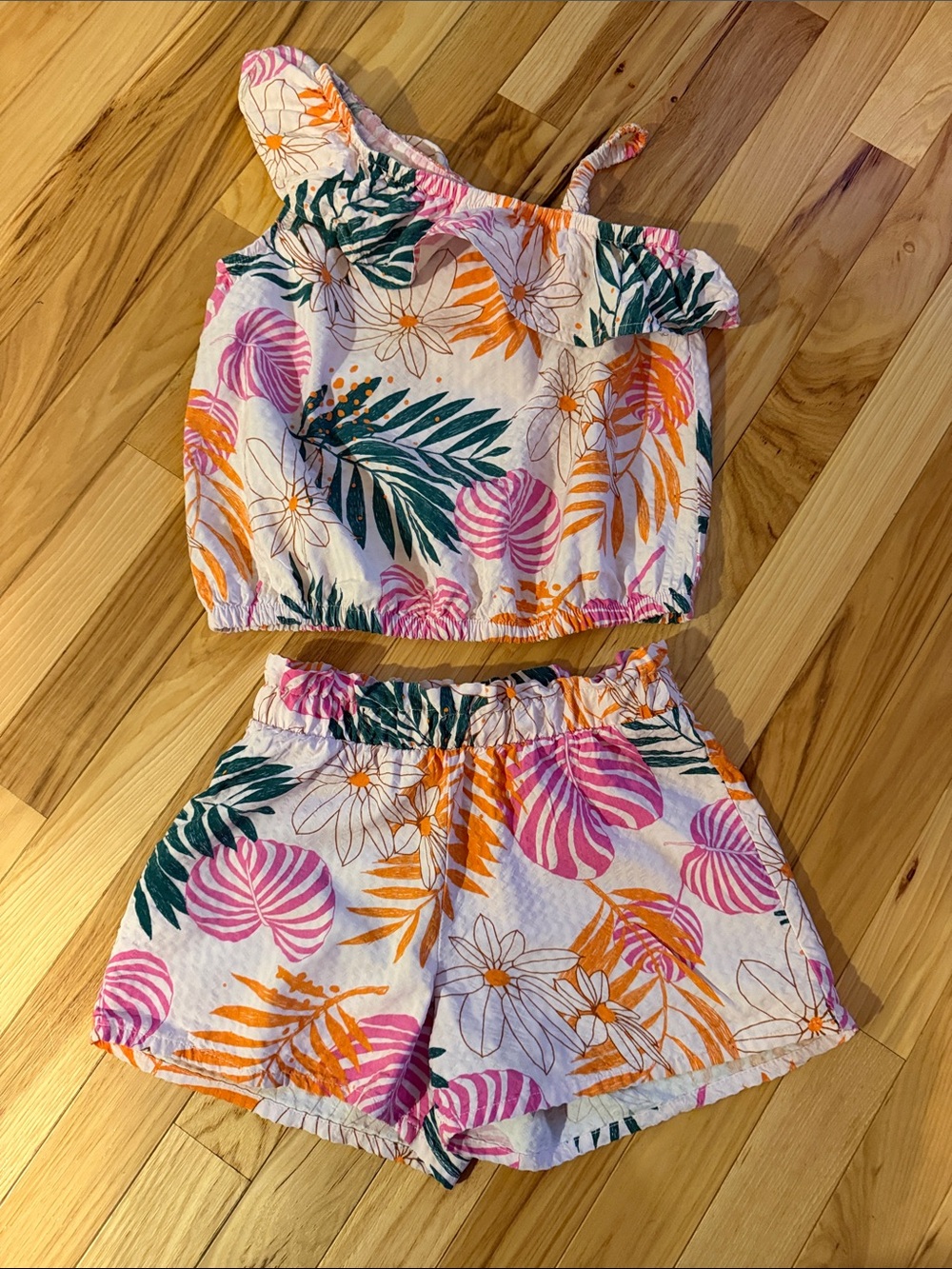 Cat & Jack Pink and Orange Tropical Print Tank Top & Shorts Set